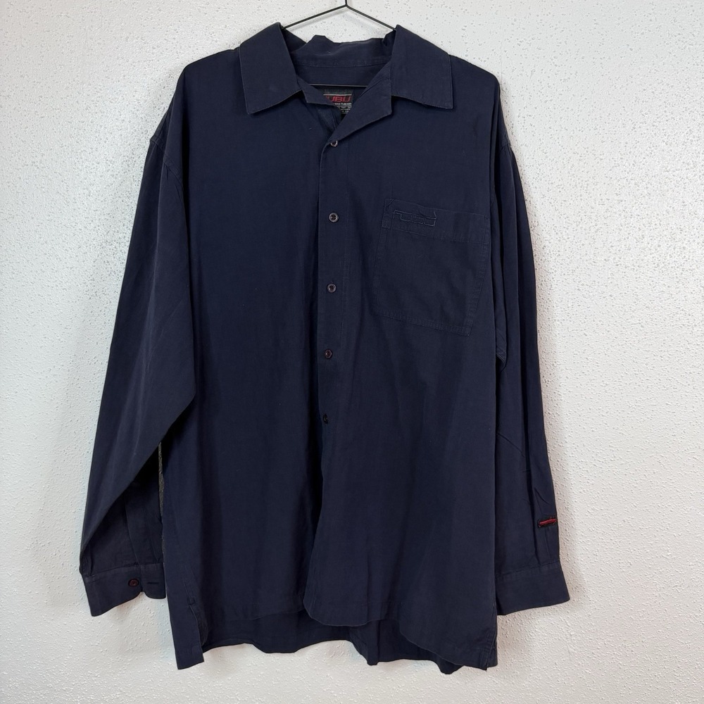 FUBU 90's Collection Men's Navy Button-Up Shirt Long Sleeve 100% Cotton XXL